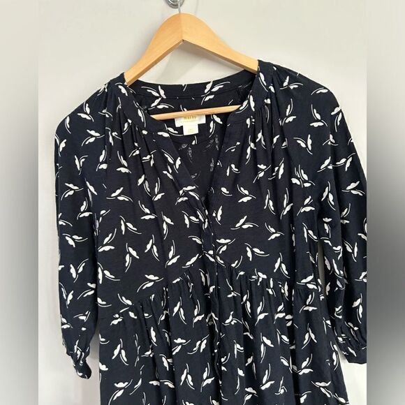 Anthropologie Maeve Long Sleeve Black and Cream Buttons Blouse - Picture 3 of 7